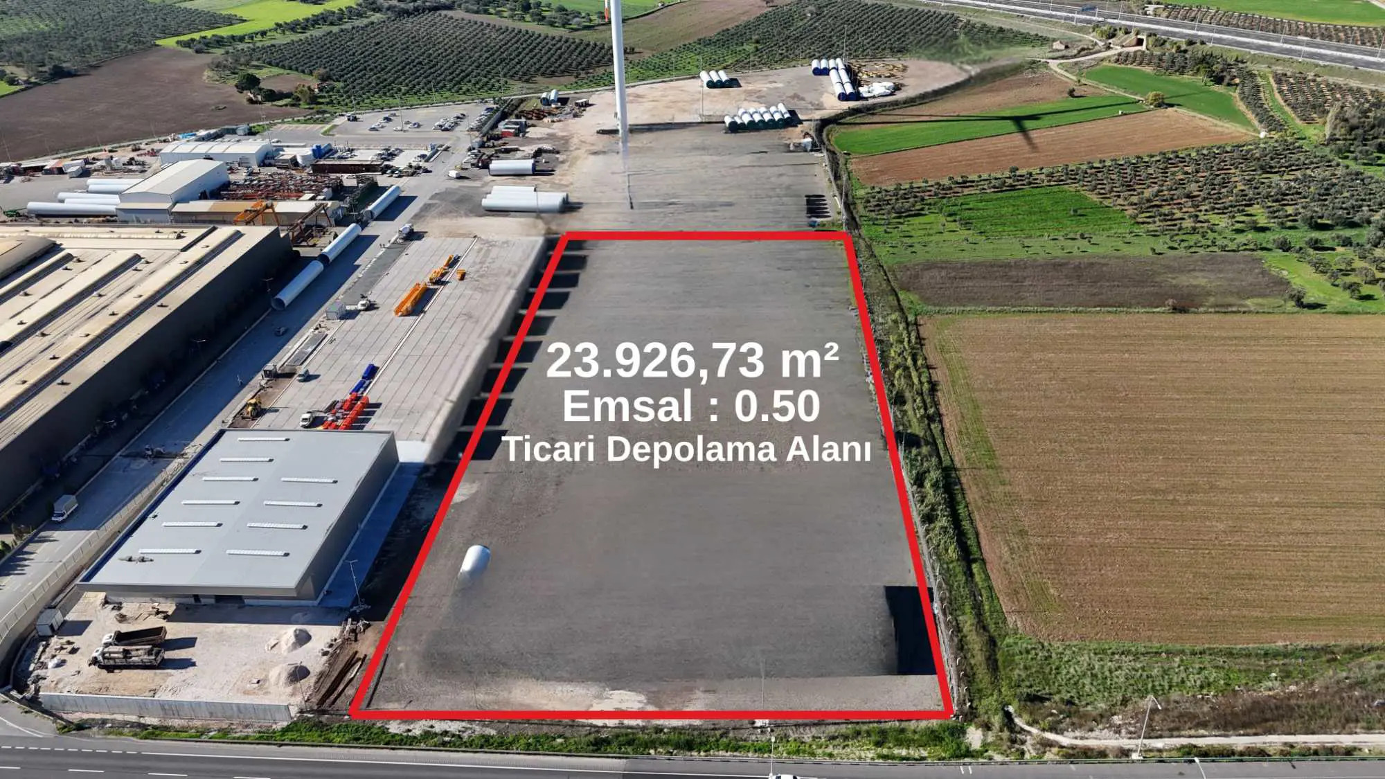 İZMIR-ÇANAKKALE YOLUNA CEPHELI 23.926 M² TICARI DEPOLAMA ARSASI